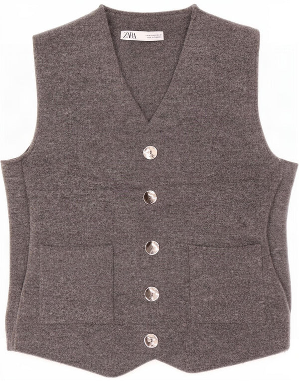 Zara Damestrik vest UK 12 Medium Grey Polyester
