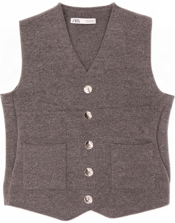 Zara Damestrik vest UK 12 Medium Grey Polyester