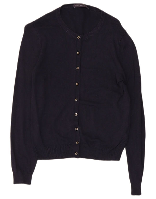 Marks & Spencer Dame Cardigan Sweater UK 8 Small Navy Blue Viscose
