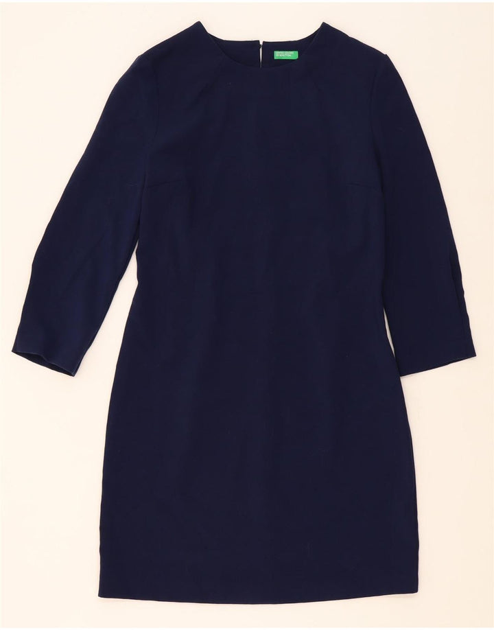 BENETTON Womens 3/4 Sleeve Sheath Dress UK 10 Small Navy Blue Polyester Vintage Benetton and Second-Hand Benetton from Messina Hembry 