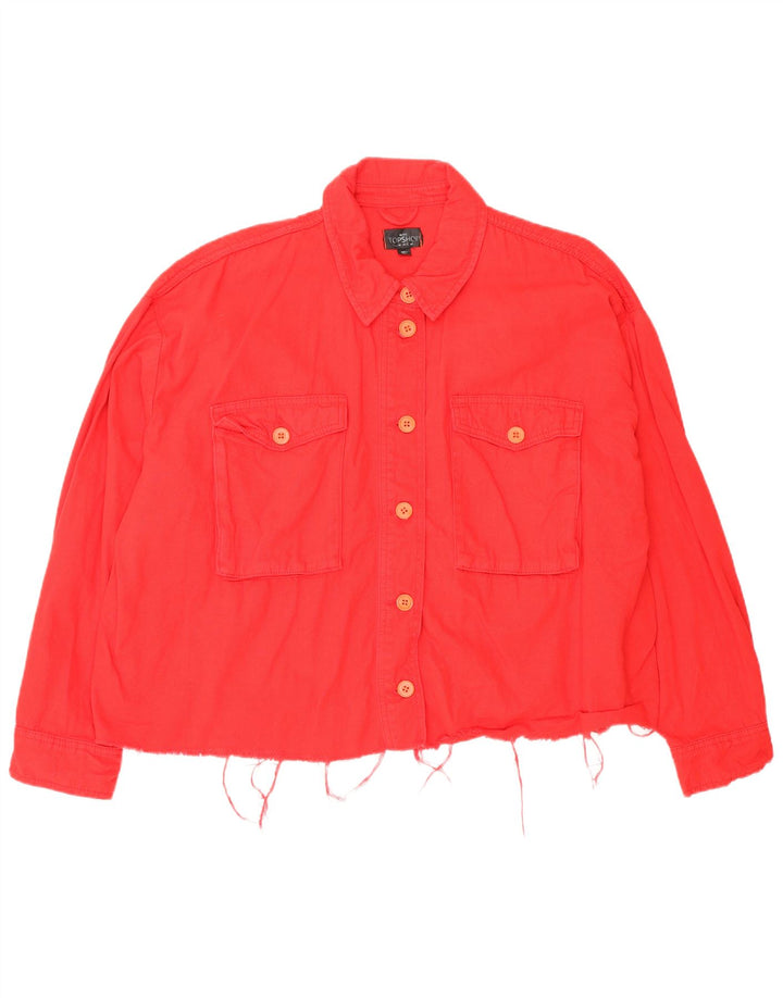 Topshop Womens Petite Crop Oversized bomberjakke UK 16 Stor rød bomuld