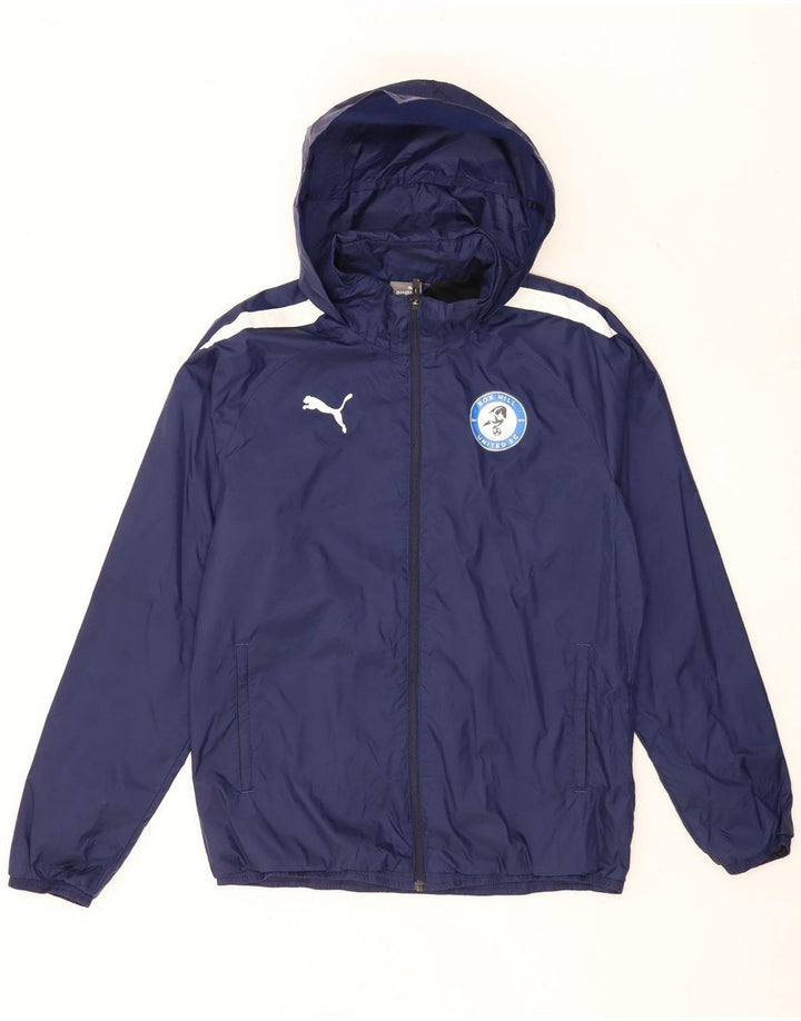 Puma Regnjakke med hætte til mænd UK 38 Medium Navy Blue Colourblock Nylon