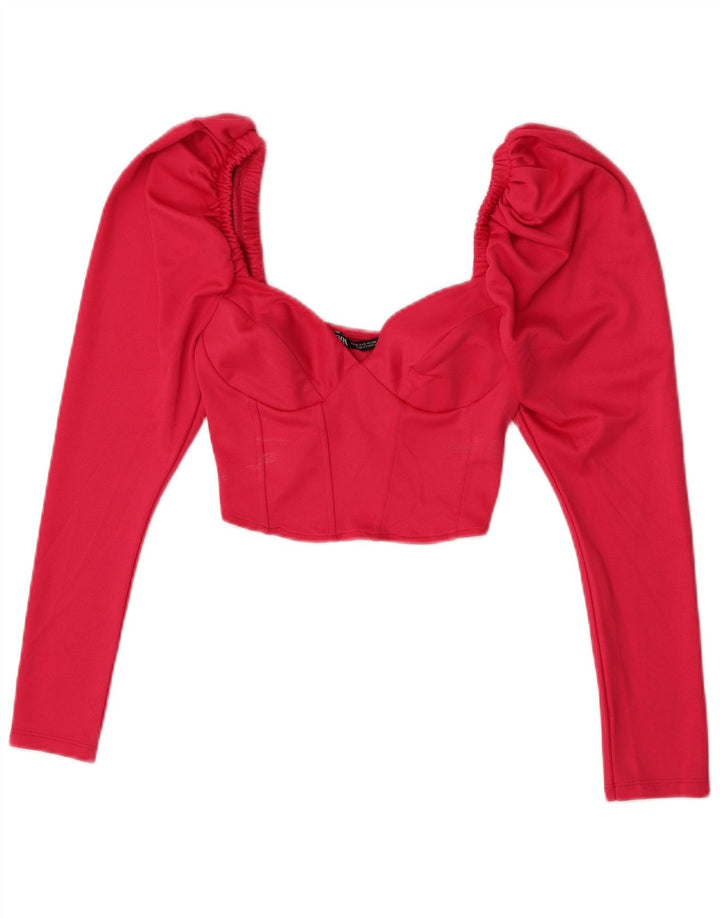 Zara Langærmet Crop Top UK 8 Lille Pink