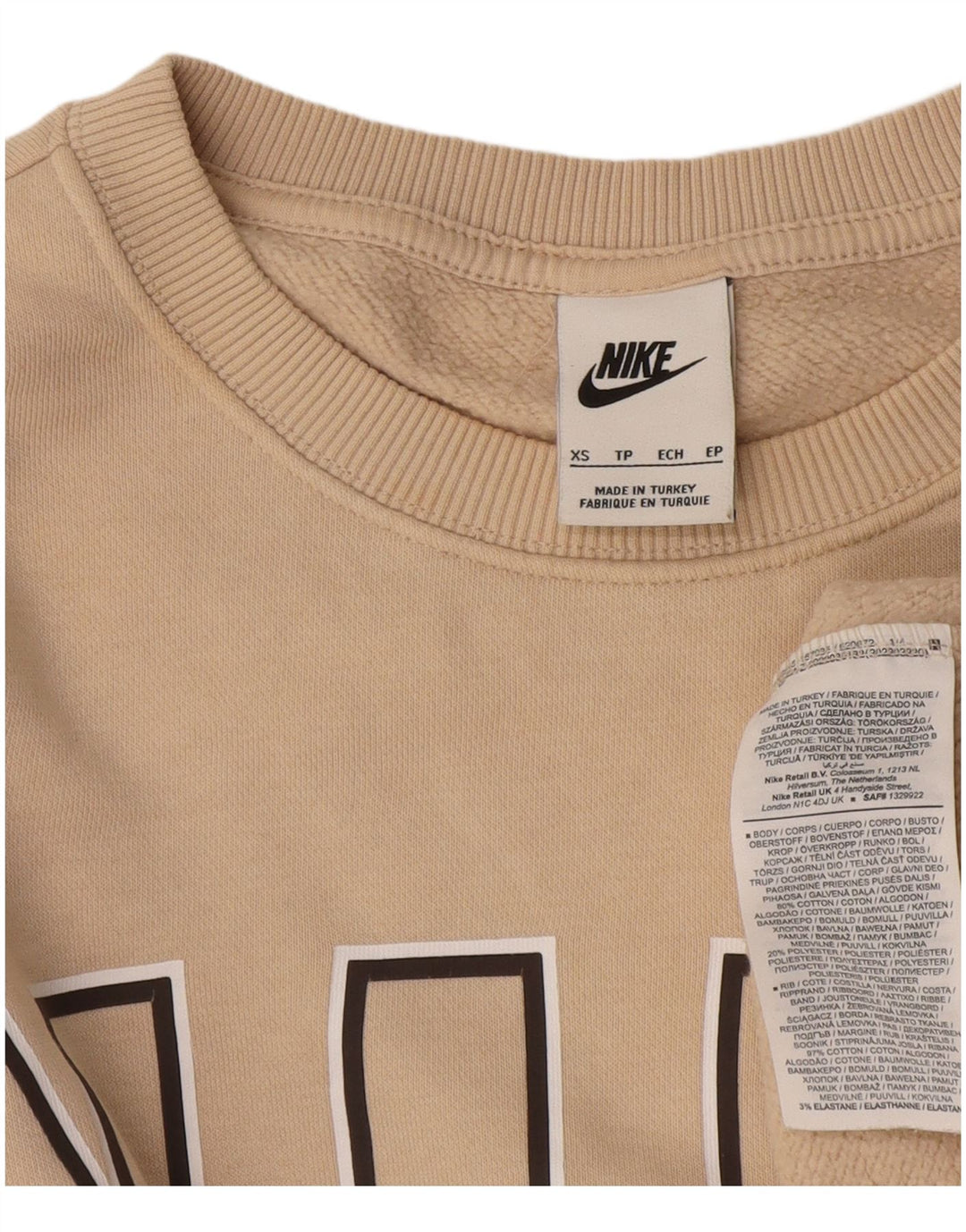 Nike grafisk sweatshirt til mænd XS Beige bomuld