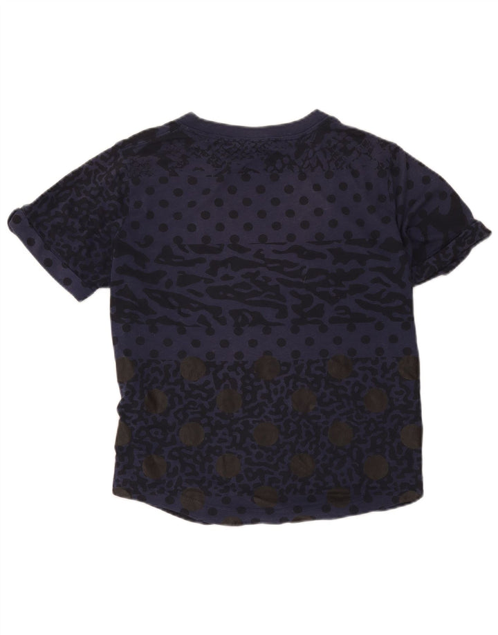 Nike kvinders abstrakt mønster T-shirt top UK 14 Medium Navy Blue