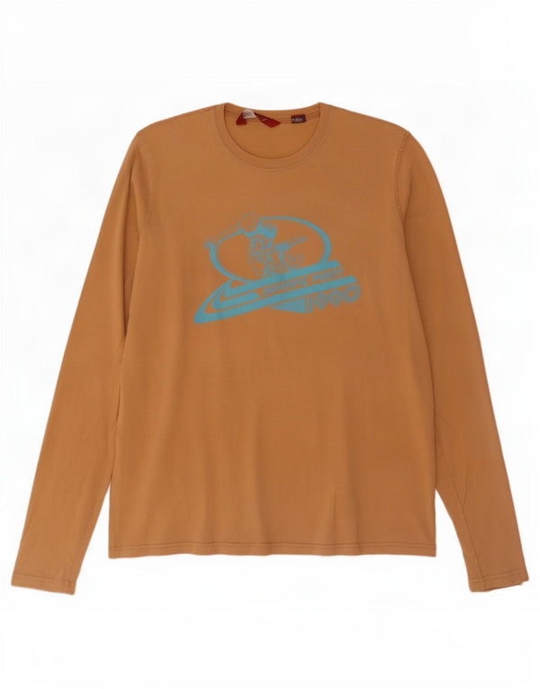 Zara Herre Grafisk Top Langærmet XL Beige Bomuld