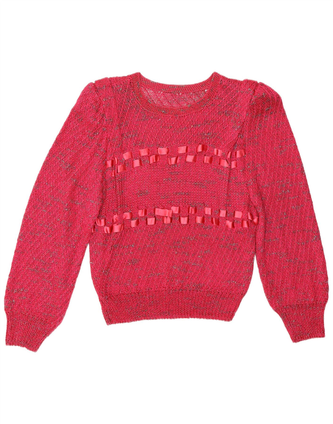 VINTAGE Womens Boat Neck Jumper Sweater UK 14 Medium Red