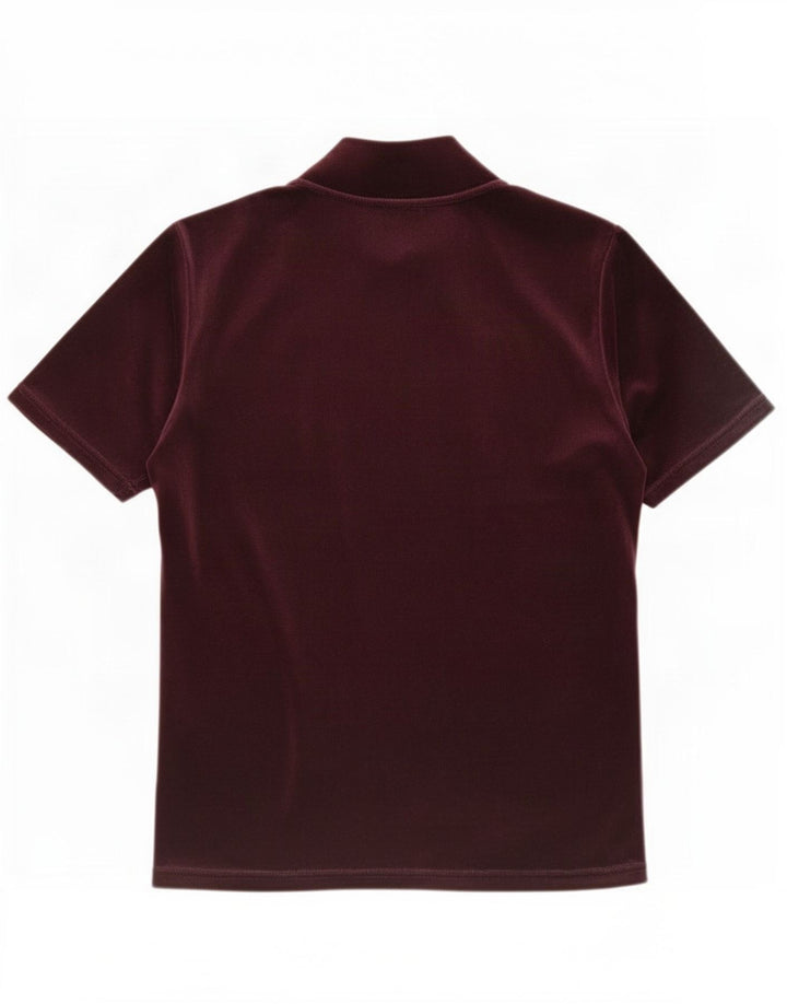 Vintage dame velour T-shirt top UK 12 Medium Burgundy Polyester