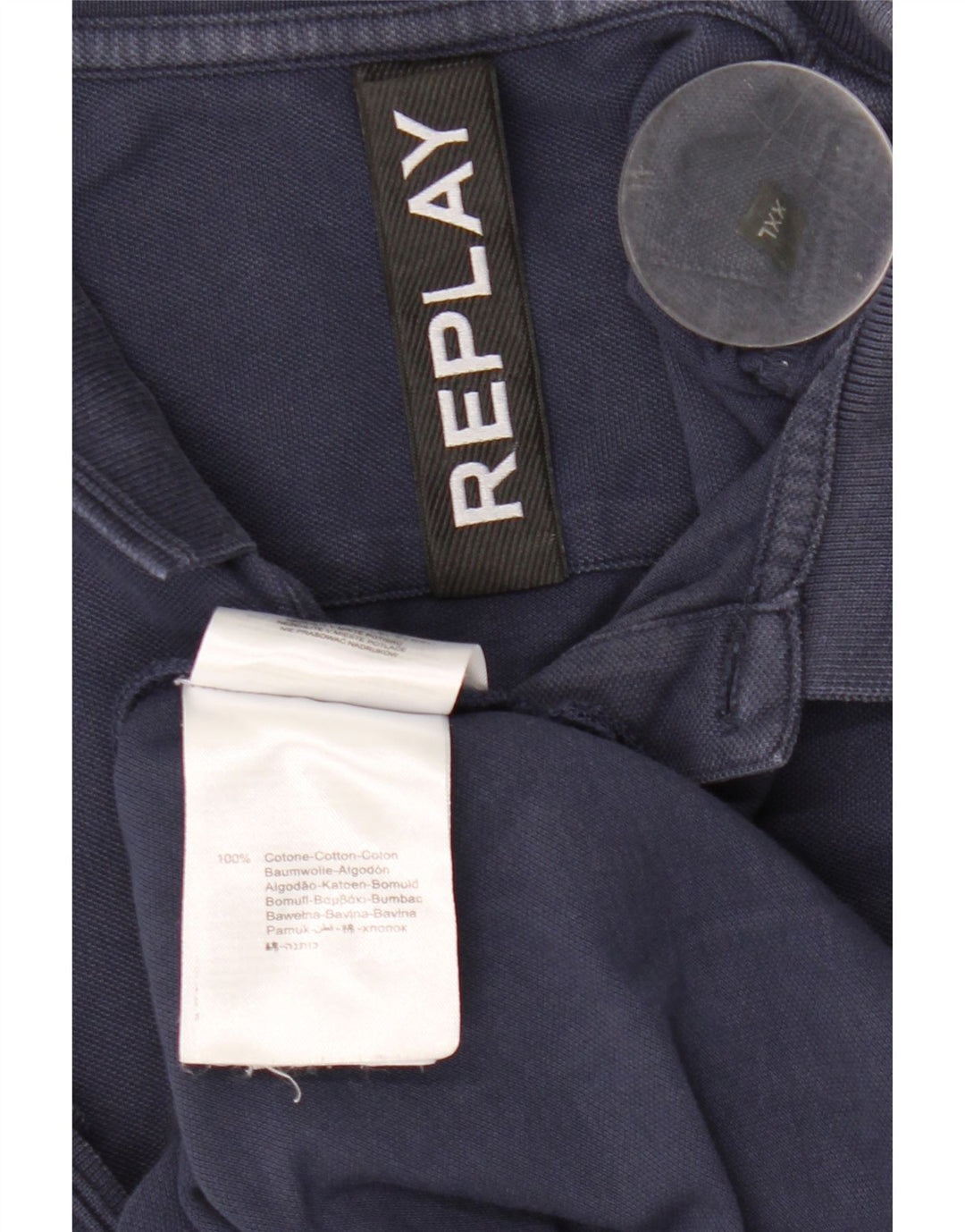 Replay herre polo skjorte 2XL marineblå bomuld