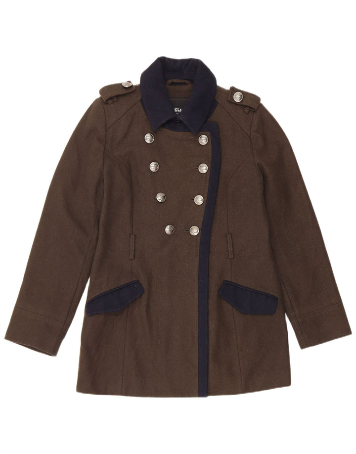 Buffalo Dame David Bitton Dobbeltradet Frakke UK 12 Medium Khaki