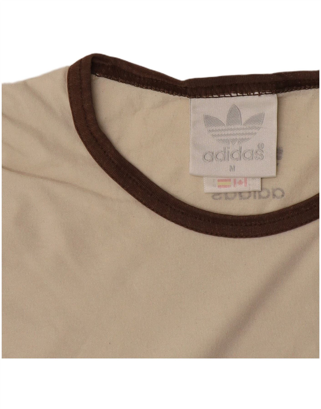 Adidas Herre grafisk T-shirt Top Medium Off White Colourblock Bomuld