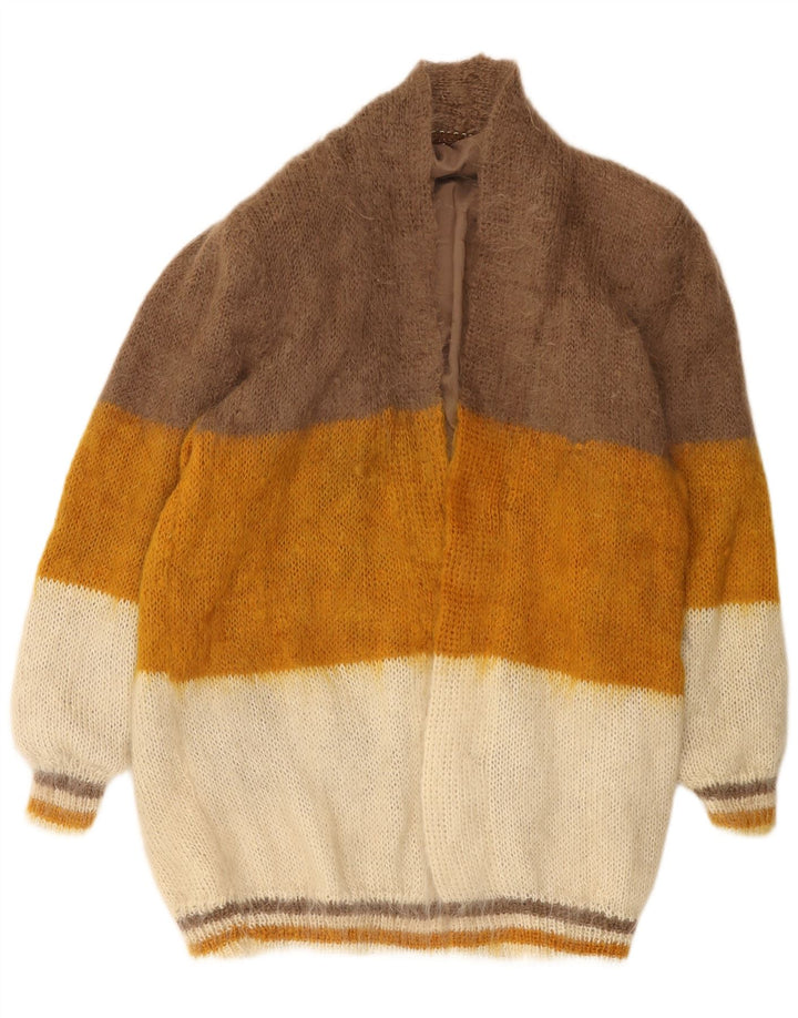 Vintage Dame Longline Cardigan Sweater UK 14 Stor Flerfarvet