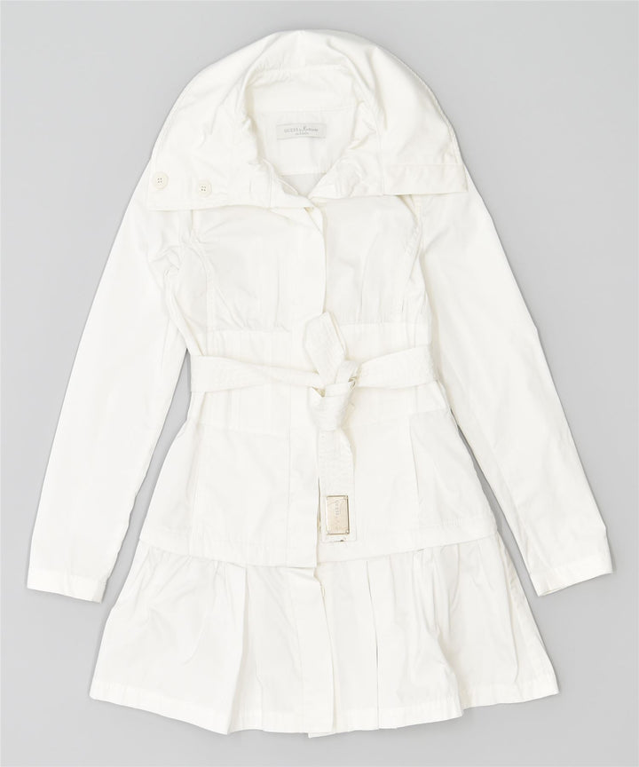 GUESS Trench Coat til kvinder UK 8 Lille hvid polyester