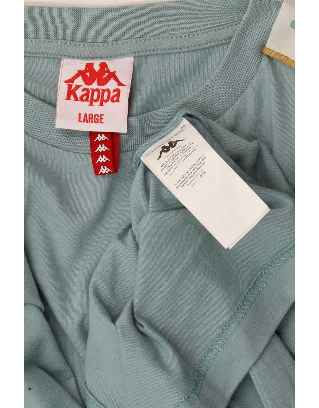 Kappa Herre Grafisk T-Shirt Top Stor Blå Colourblock Bomuld