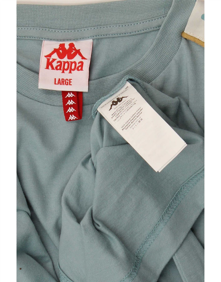 Kappa Herre Grafisk T-Shirt Top Stor Blå Colourblock Bomuld