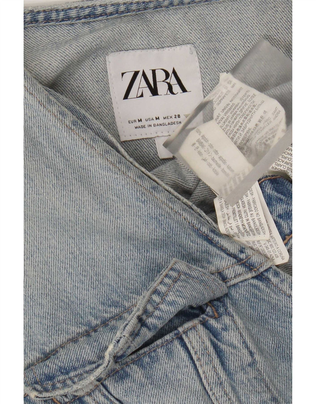 Zara Womens Denim Playsuit UK 12 Medium Blue Cotton