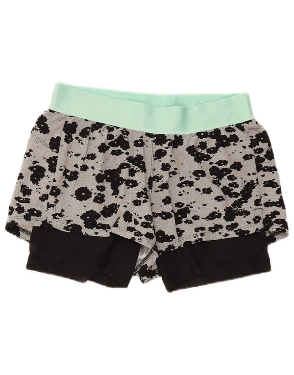 Adidas Womens Climalite Sportshorts UK 8/10 Small Grey Animal Print