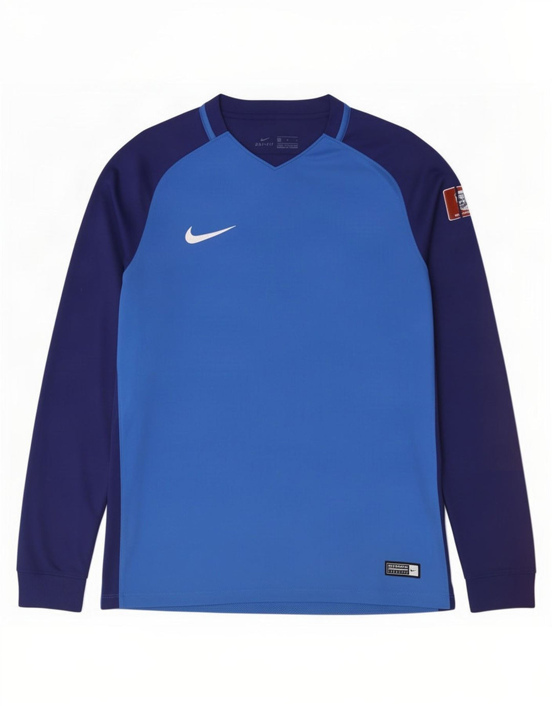 Nike Herre Dri Fit Grafisk Top Langærmet Medium Blue Colourblock Polyester