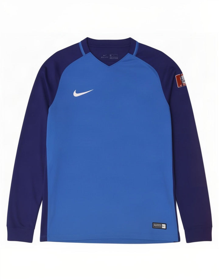 Nike Herre Dri Fit Grafisk Top Langærmet Medium Blue Colourblock Polyester