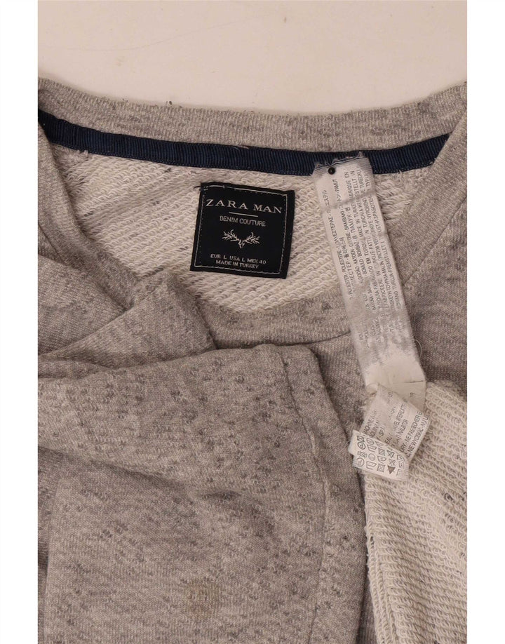 Zara Sweatshirt Jumper Large Grå Flecked Polyester
