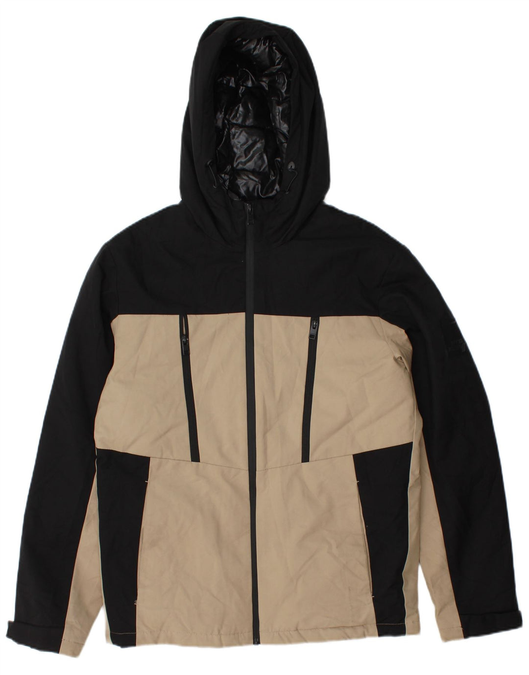 Jack & Jones Windbreaker-jakke med hætte til mænd UK 36 Small Beige Colourblock