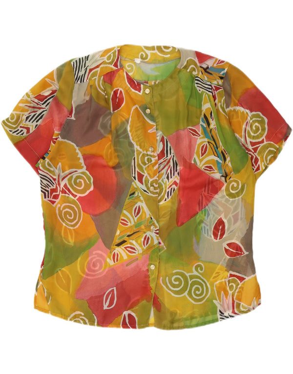 Vintage Dame Gennemsigtig Skjorte Bluse UK 20 2XL Flerfarvet Geometrisk