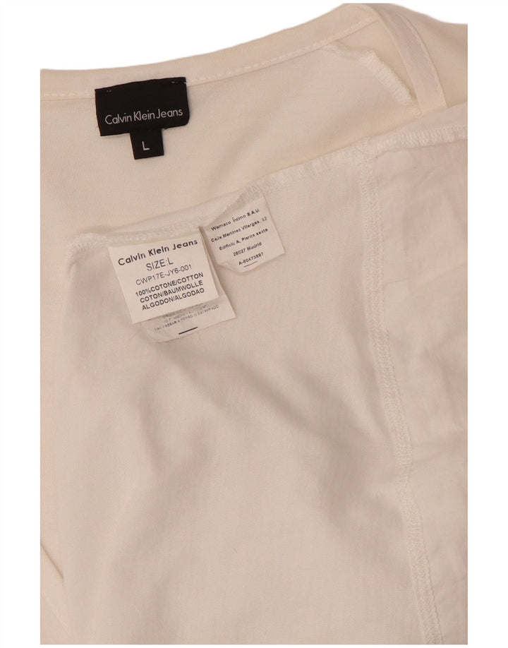 Calvin Klein Jeans Damebluse Top UK 14 Stor Hvid Bomuld