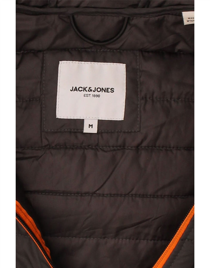 JACK & JONES Mens Hooded Padded Jacket UK 38 Medium Black Colourblock