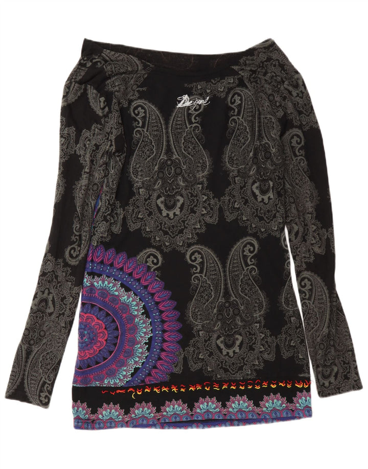 Desigual Dame Lash Grafisk Top Langærmet UK 12 Medium Flerfarvet