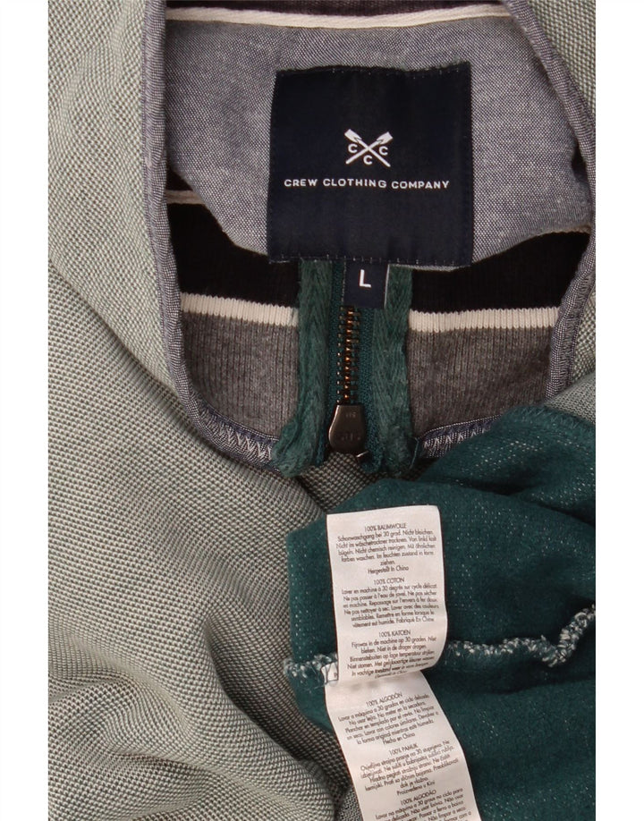 Besætningstøj Herre Zip Neck Sweatshirt Jumper Stor Grå Bomuld