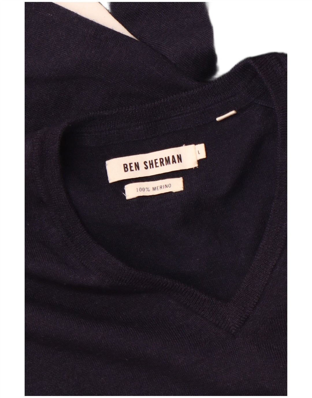 BEN SHERMAN Herre V-hals sweater Stor marineblå Merinould
