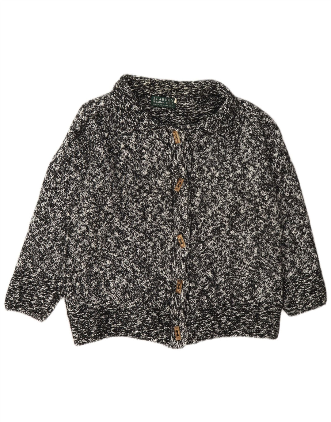 Blarney Dame Cardigan Sweater UK 14 Large Black Flecked Wool