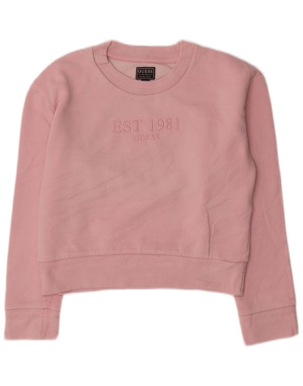 Guess Girls Graphic Crop Sweatshirt Jumper 13-14 år Pink Bomuld