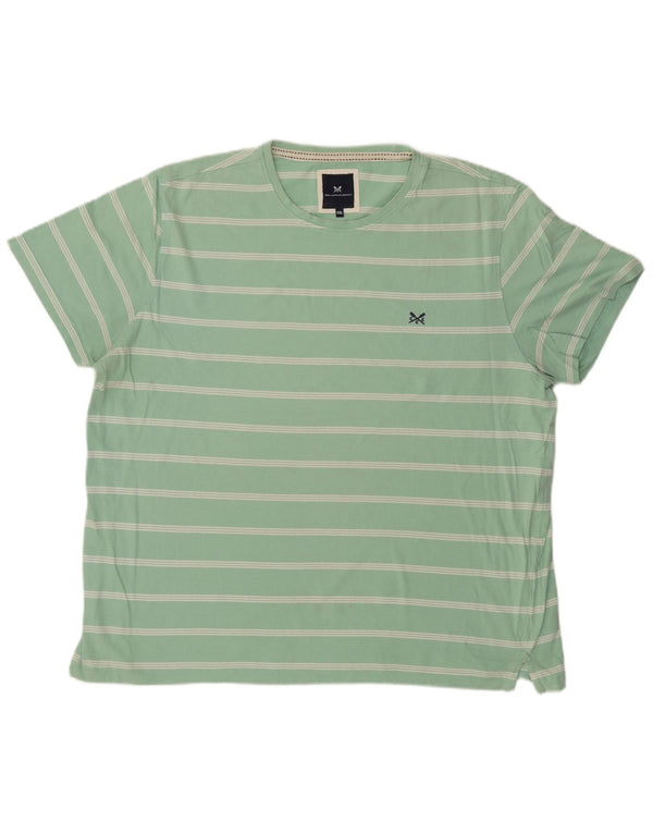 Crew Clothing Herre T-Shirt Top 2XL Grøn Stribet Bomuld