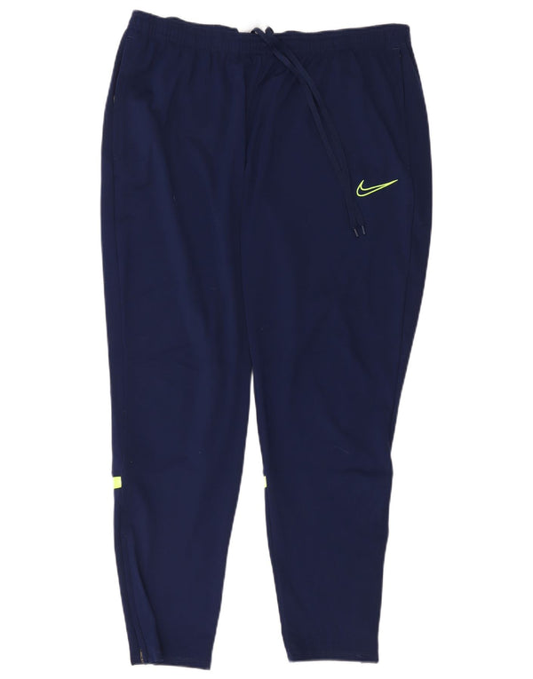 Nike Dame Dri Fit træningsdragt Bukser UK 18 XL Navy Blue Colourblock