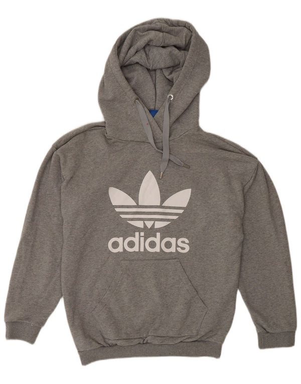 Adidas Dame Grafisk Oversized Hoodie Jumper UK 6 XS Grå Flecked Bomuld