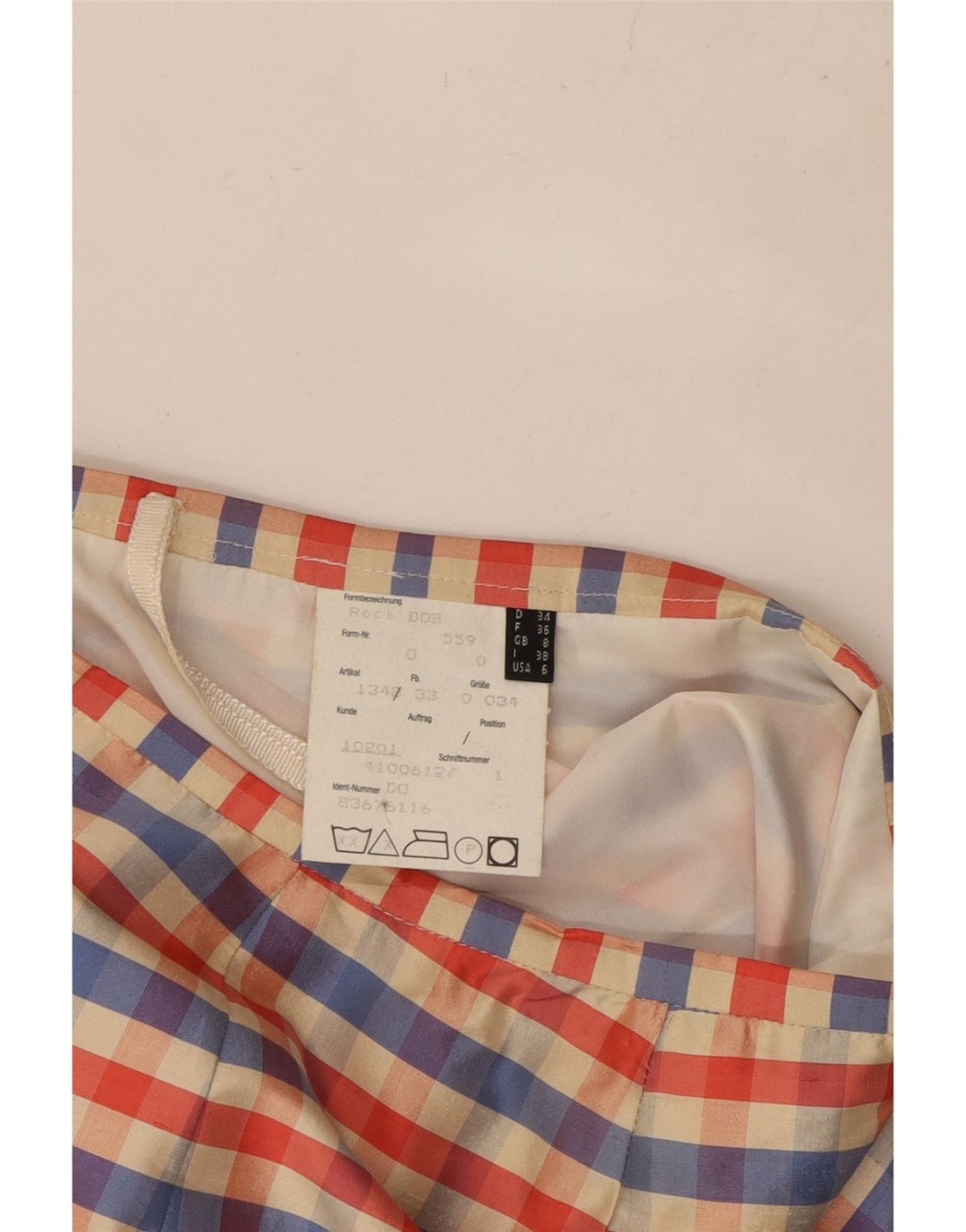 VINTAGE Blyantnederdel til kvinder UK 8 Small W26 Flerfarvet ternet silke