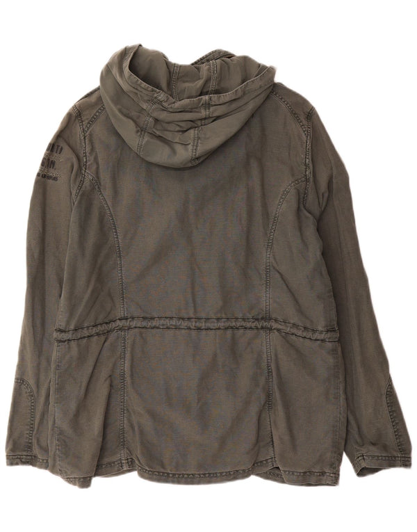 Soccx Herre grafisk militærjakke med hætte UK 40 Large Khaki Linen