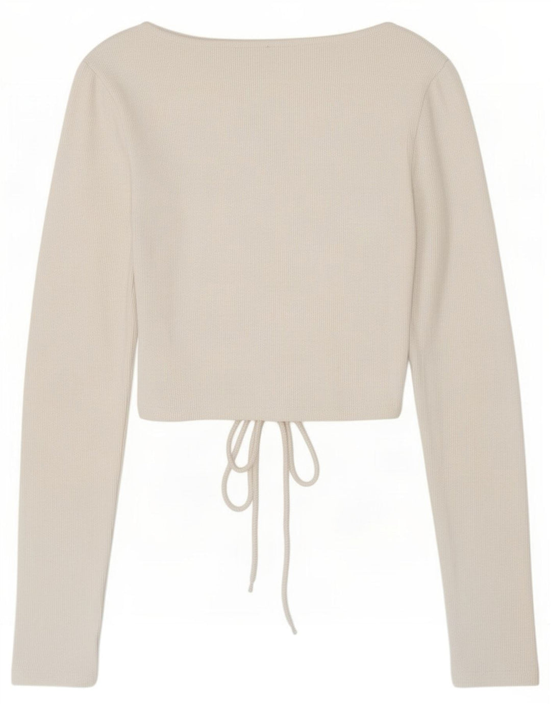 Zara Womens Front Tie Crop Top Langærmet UK 10 Small White Bomuld