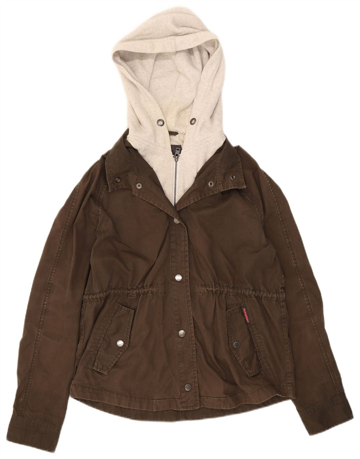Superdry Bomberjakke med hætte til kvinder UK 14 Medium Khaki Colourblock Bomuld