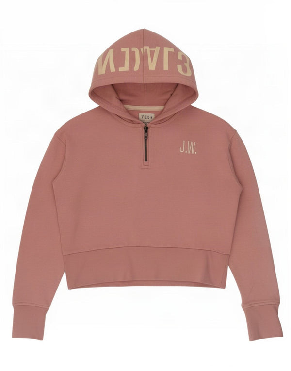 Jack Wills Girls Crop Grafisk Hoodie Jumper 10-11 år Pink Bomuld