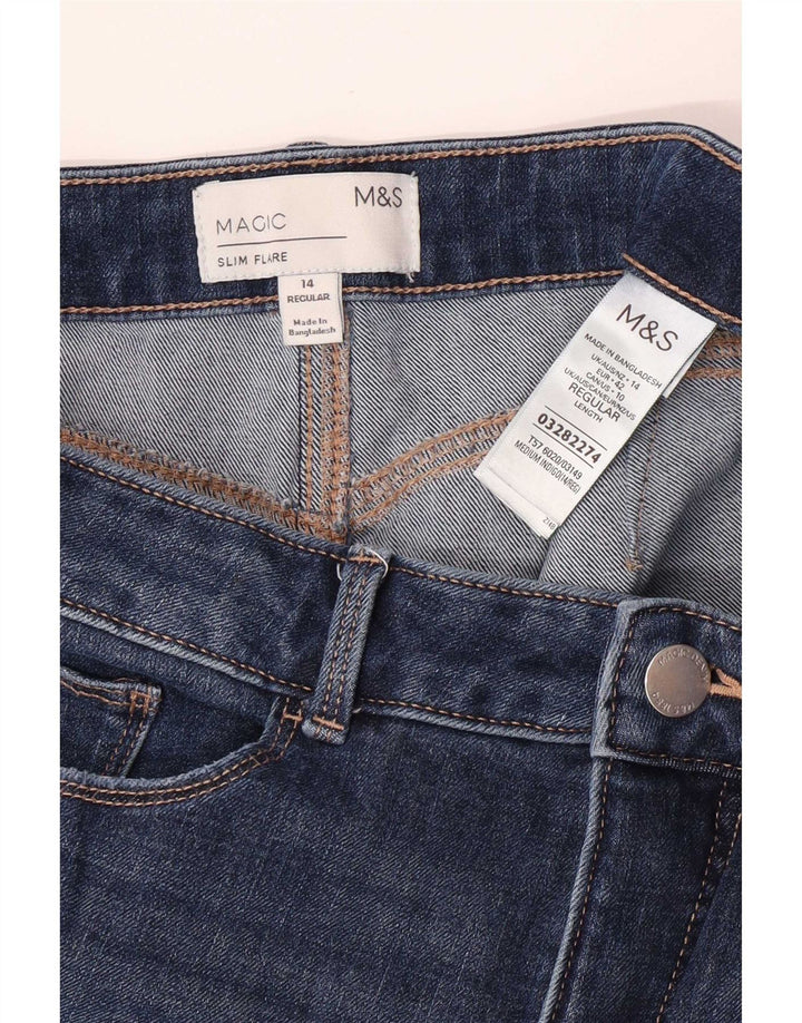Marks & Spencer Womens Magic Slim Flared Jeans UK 14 Large W30 L30 Blue