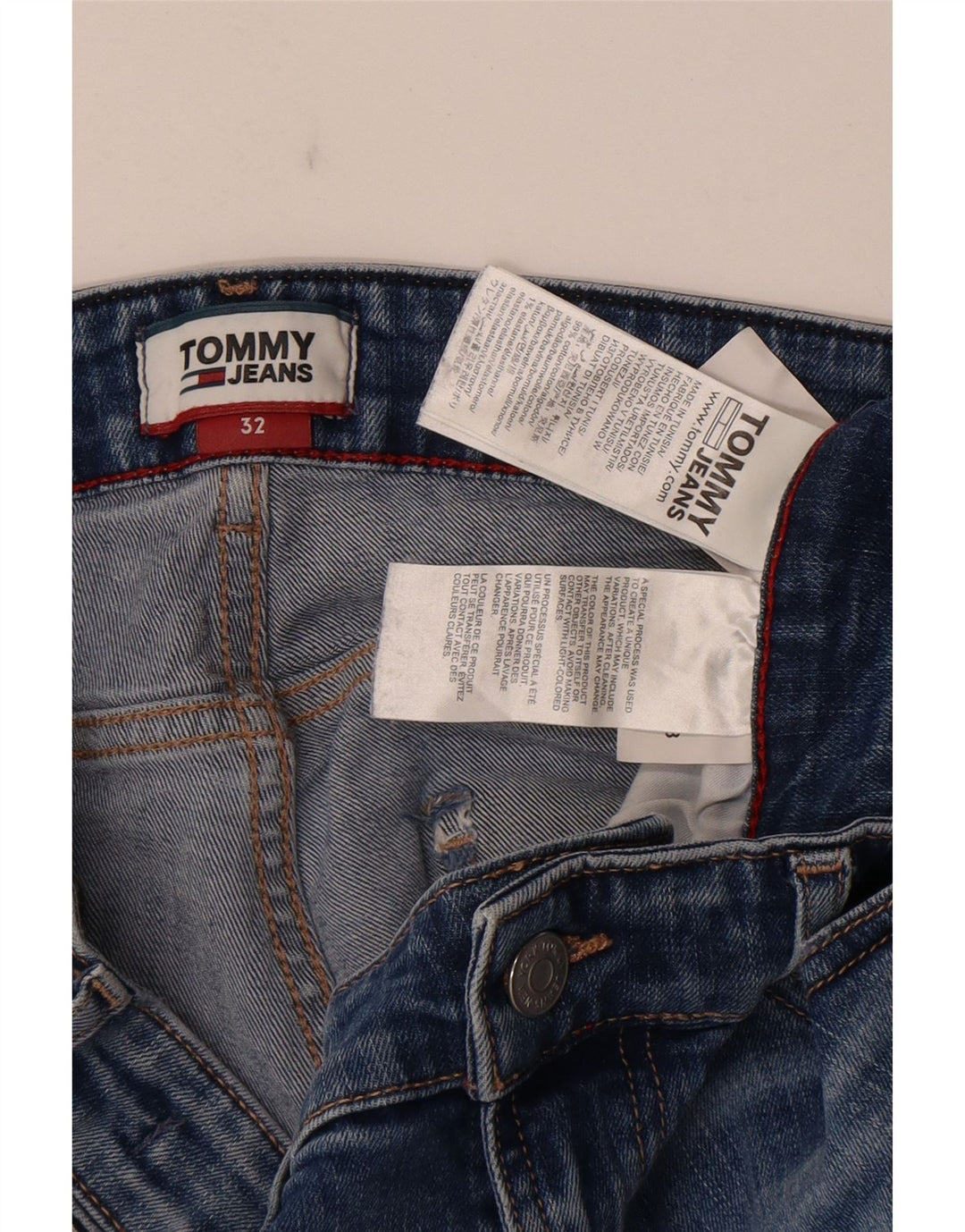 Tommy Hilfiger Herre Denim Shorts W32 Medium Blue Bomuld