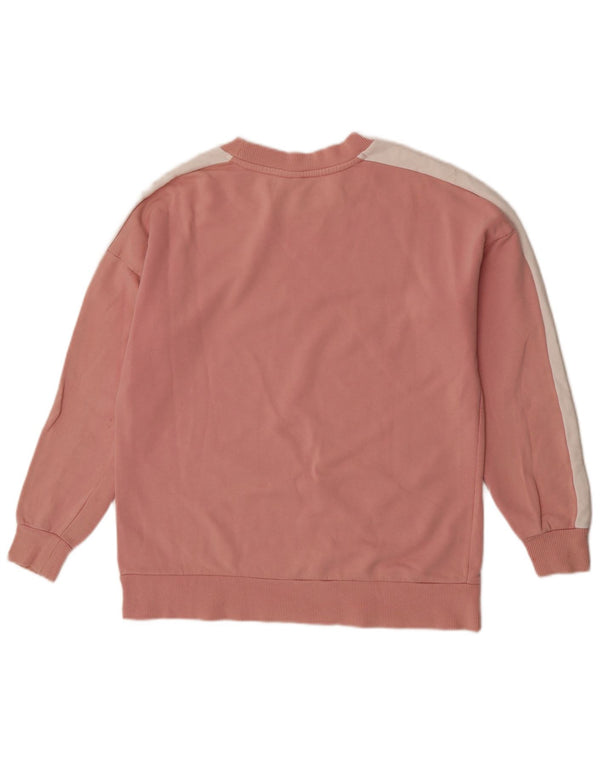 Puma Dame Oversized Sweatshirt Jumper UK 10 Small Pink Colourblock Bomuld