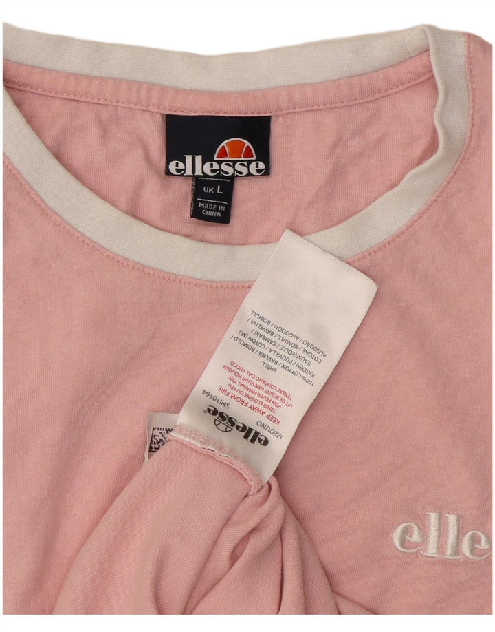 Ellesse Herre T-Shirt Top Stor Pink Colourblock Bomuld