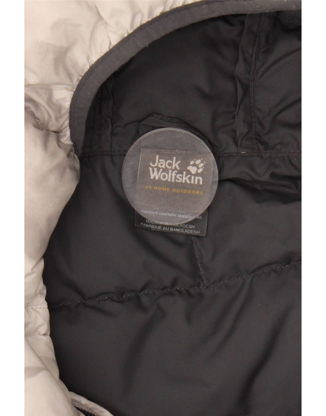 Jack Wolfskin Dame hætte polstret jakke UK 18 XL Grå Tie Dye Polyester