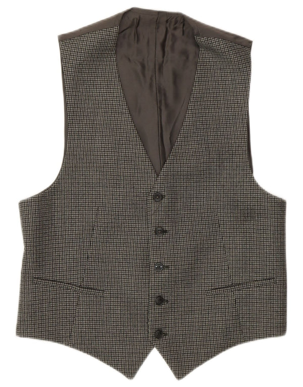 Vintage Mens Waistcoat Medium Grey Houndstooth