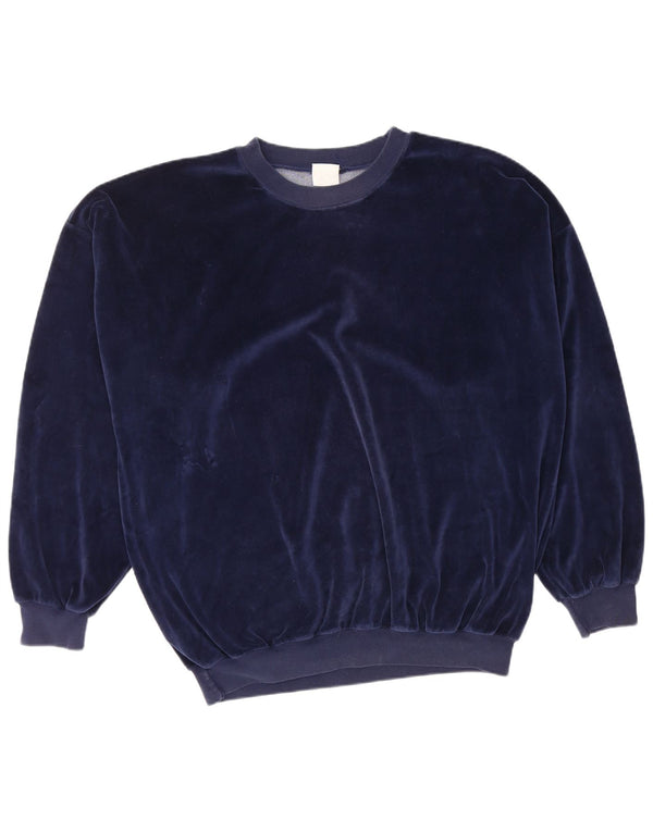 Vintage herre velour sweatshirt XL marineblå