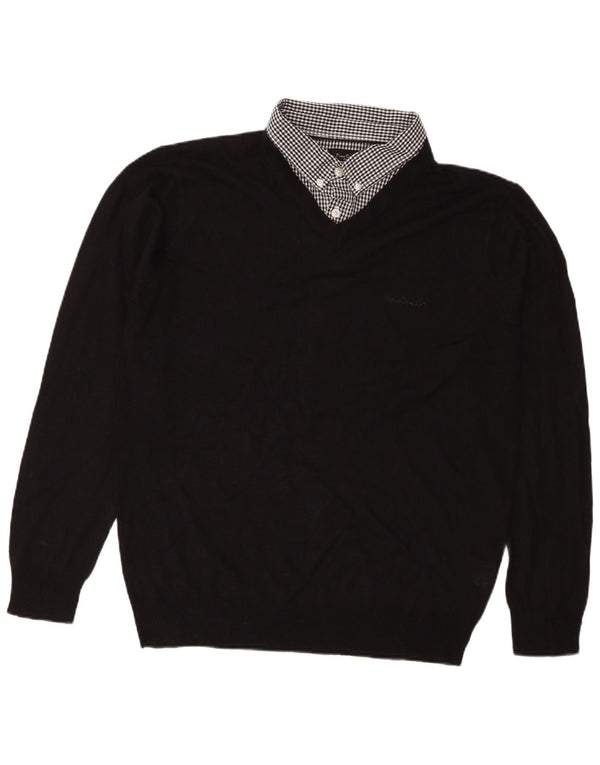 Pierre Cardin Herre Polo Neck Jumper Sweater XL Sort Akryl