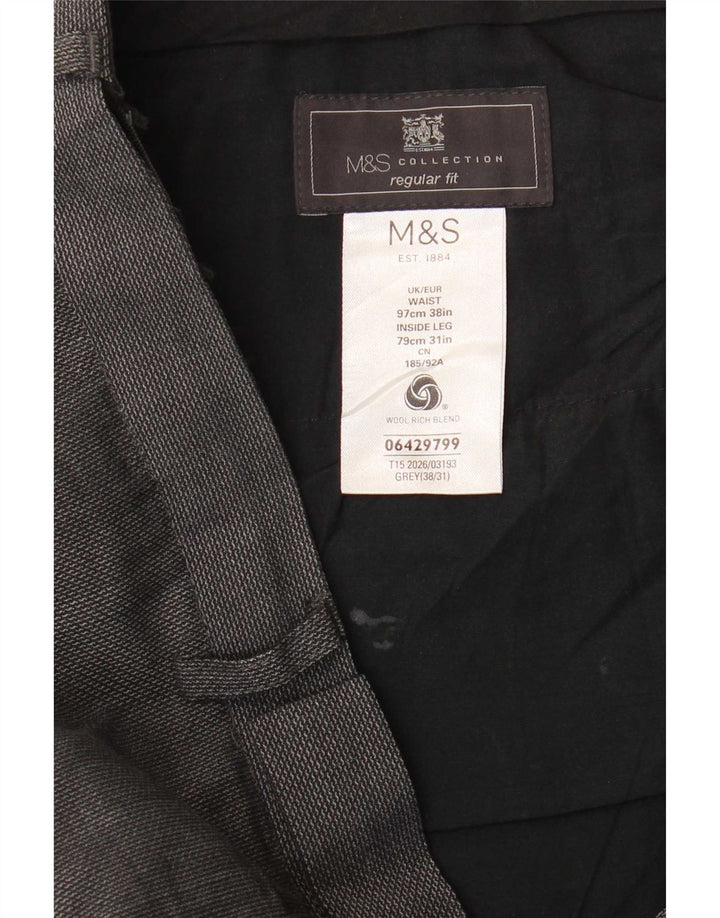 Marks & Spencer Herre Regular Fit Suit Bukser W38 L31 Grå uld